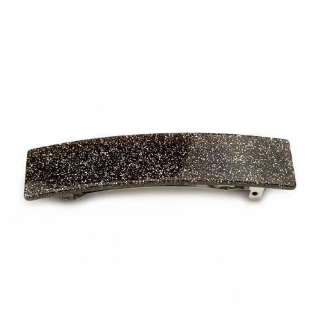 Barrette cheveux rectangle fait main paillette 9cm - marron