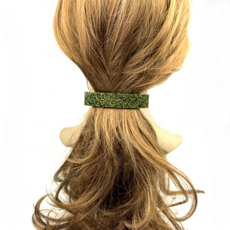 Barrette cheveux rectangle fait main paillette 9cm - vert