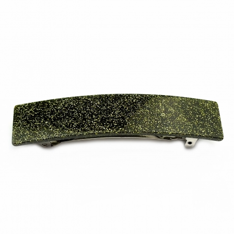 Barrette cheveux rectangle fait main paillette 9cm - vert