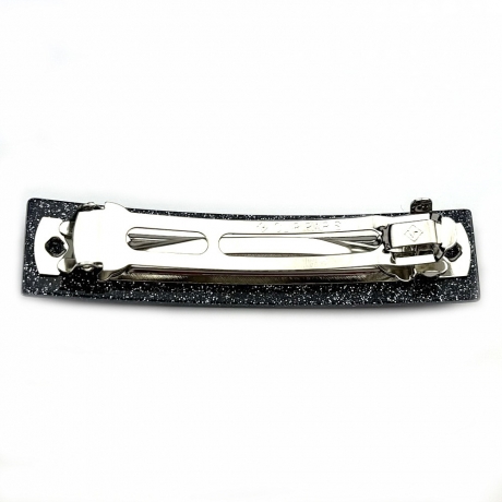 Barrette cheveux rectangle fait main paillette 9cm - gris