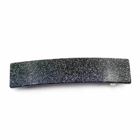 Barrette cheveux rectangle fait main paillette 9cm - gris