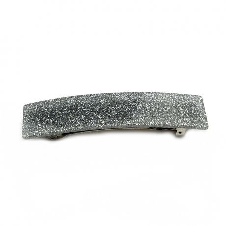 Barrette cheveux rectangle fait main paillette 9cm - argent