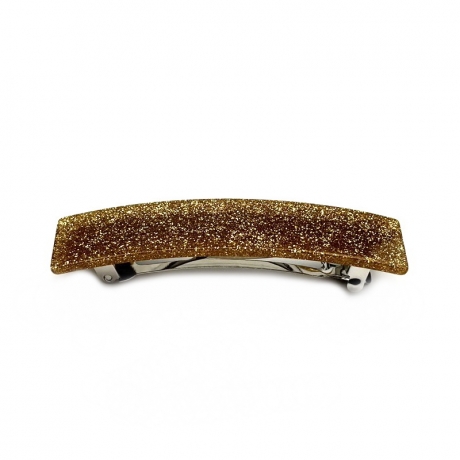 Barrette cheveux rectangle fait main paillette 9cm - doré