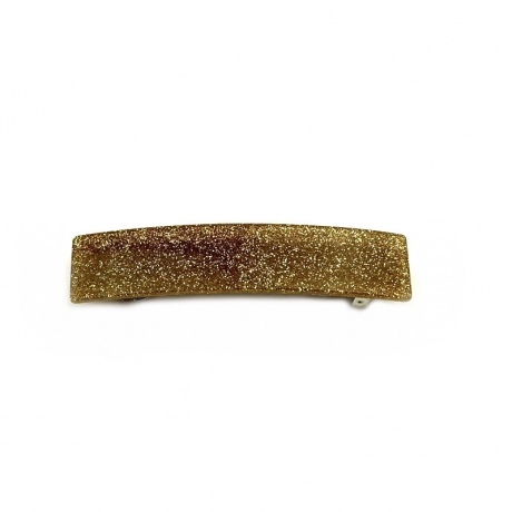Barrette cheveux rectangle fait main paillette 9cm - doré