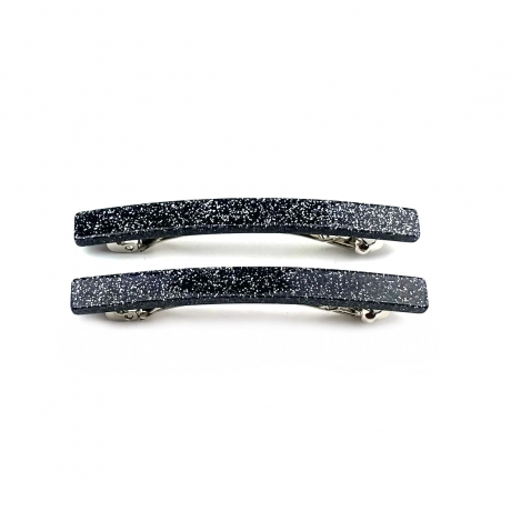 Lot de 2 barrettes cheveux fine fait main paillette 7cm - gris