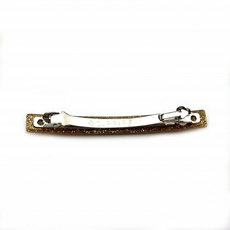 Lot de 2 barrettes cheveux fine fait main paillette 7cm - doré