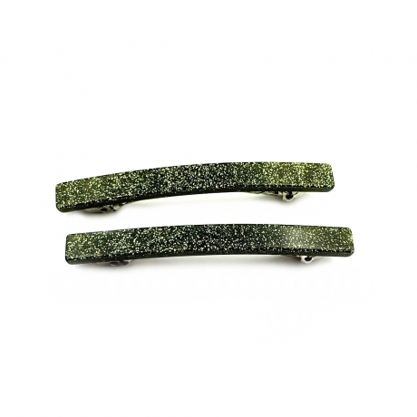 Lot de 2 barrettes cheveux fine fait main paillette 7cm - vert