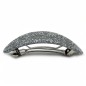 Barrette cheveux 8.5cm ovale incurvée fait main paillette - Argent