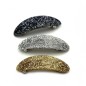 Barrette cheveux 8.5cm ovale incurvée fait main paillette - Gris