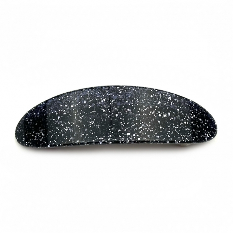 Barrette cheveux 8.5cm ovale incurvée fait main paillette - Gris