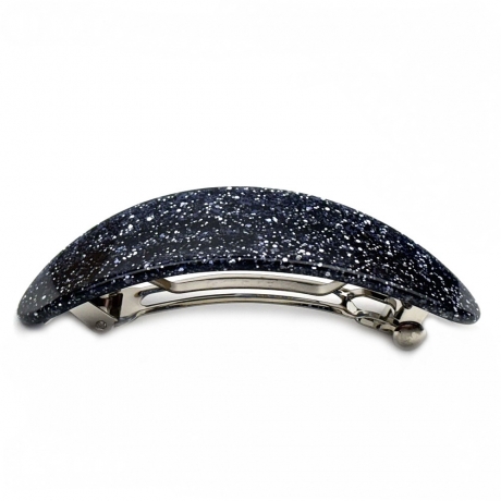 Barrette cheveux 8.5cm ovale incurvée fait main paillette - Gris