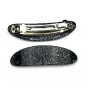 Barrette cheveux 8.5cm ovale incurvée fait main paillette - Gris