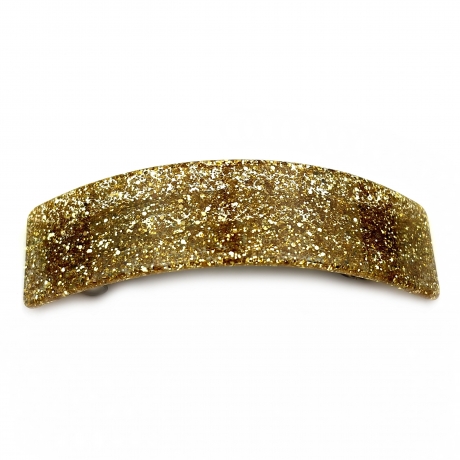 Barrette cheveux 8cm rectangle incurvé fait main paillette  - doré