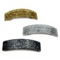Barrette cheveux 8cm rectangle incurvé fait main paillette  - doré