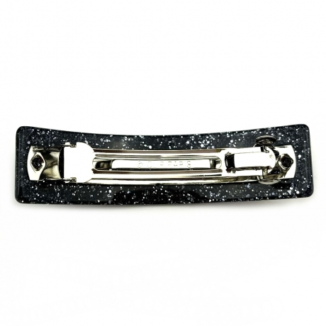 Barrette cheveux 8cm rectangle incurvé fait main paillette - Gris