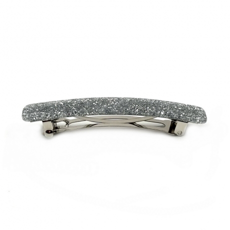 Barrette cheveux 9cm acétate fait main paillette - argent