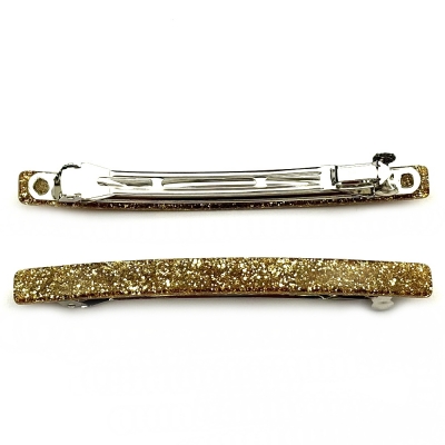 Barrette cheveux longue 10cm acétate fait main paillette - argent