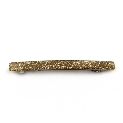 Barrette cheveux longue 10cm acétate fait main paillette - doré