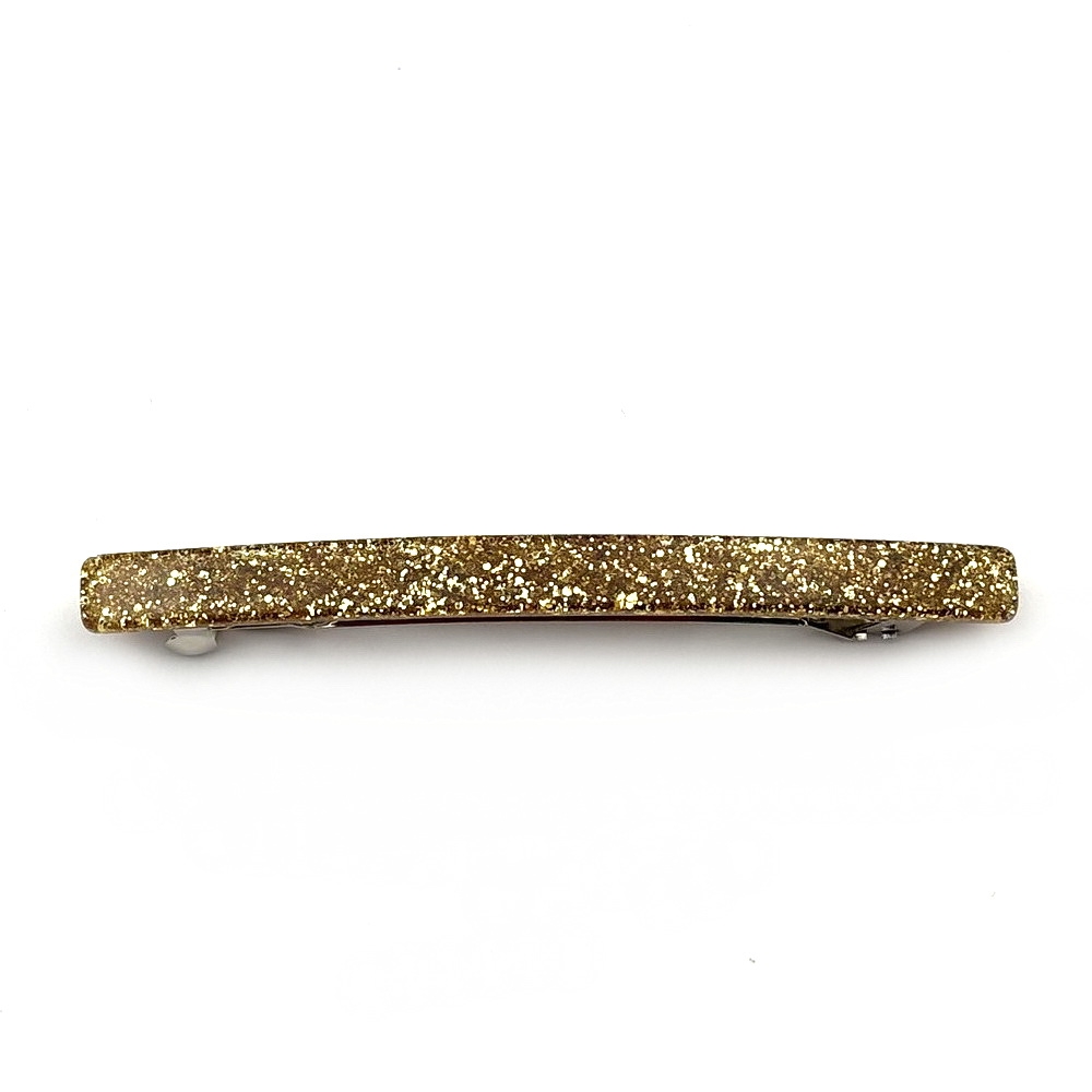 Barrette cheveux longue 10cm acétate fait main paillette - doré Barrette cheveux longue 10cm acétate fait main paillette - doré