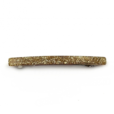 Barrette cheveux longue 10cm acétate fait main paillette - doré