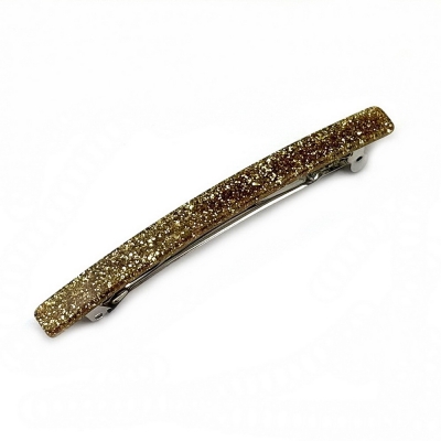 Barrette cheveux longue 10cm acétate fait main paillette - doré