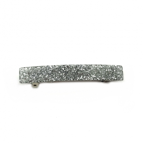Barrette cheveux 8cm acétate fait main paillette - argent