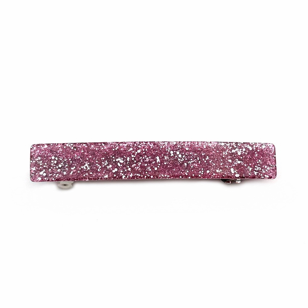 Barrette cheveux 8cm acétate fait main paillette - rose Barrette cheveux 8cm acétate fait main paillette - rose