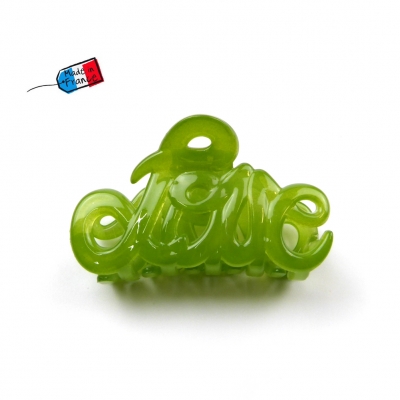Petite pince cheveux "Love" Made in France 5.5cm, vert claire