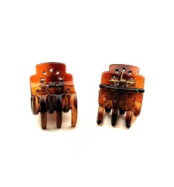 Lot de 2 petites pinces cheveux crabe 2.5cm - marron ou noir