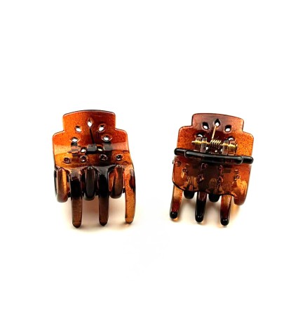 Lot de 2 petites pinces cheveux crabe 2.5cm - marron ou noir