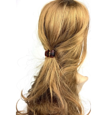 Lot de 2 petites pinces cheveux crabe 2.5cm - marron ou noir