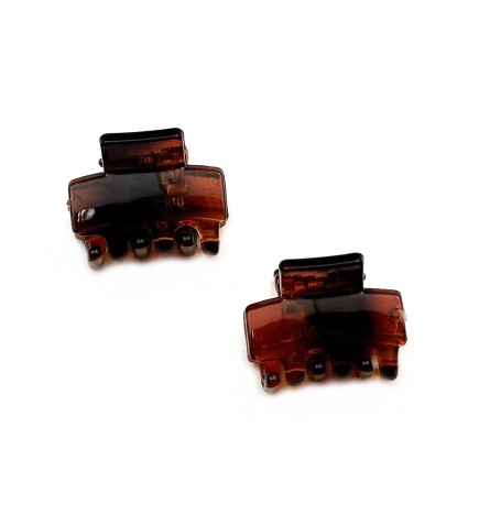 Lot de 2 petites pinces cheveux crabe 2.5cm - marron ou noir