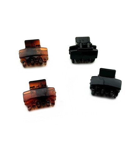 Lot de 2 petites pinces cheveux crabe 2.5cm - marron ou noir