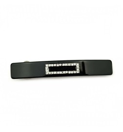 Barrette cheveux rectangulaire 7.5cm avec motif strass - marron ou noir