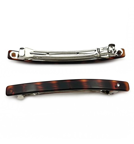 Barrette cheveux longue 10cm fait main avec strass - marron ou noir