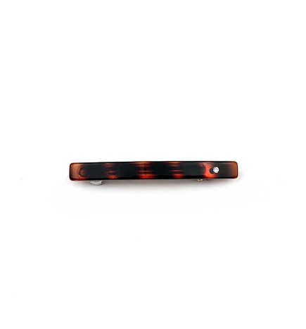 Lot de 2 barrettes cheveux 6.5cm fait main avec strass - marron ou noir
