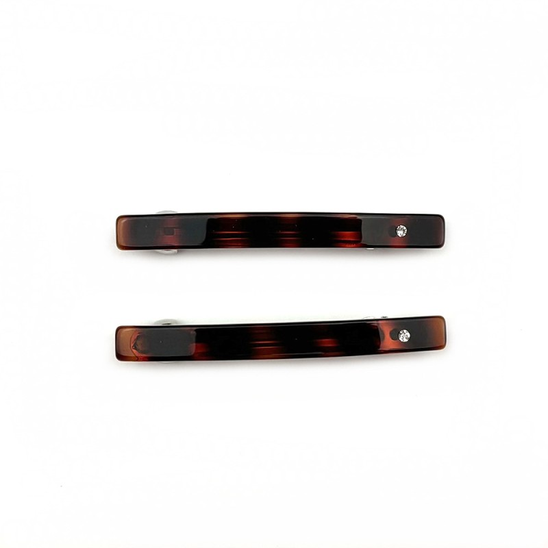 Lot de 2 barrettes cheveux 6.5cm fait main avec strass - marron ou noir Lot de 2 barrettes cheveux 6.5cm fait main avec strass - marron ou noir