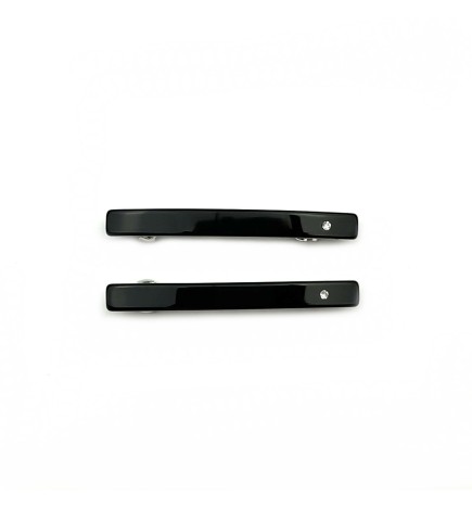 Lot de 2 barrettes cheveux 6.5cm fait main avec strass - marron ou noir
