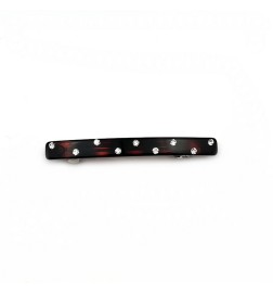 Barrette cheveux 6.5cm fait main, avec strass - marron ou noir