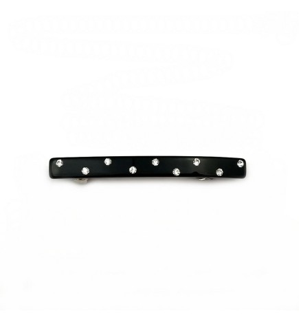 Barrette cheveux 6.5cm fait main, avec strass - marron ou noir