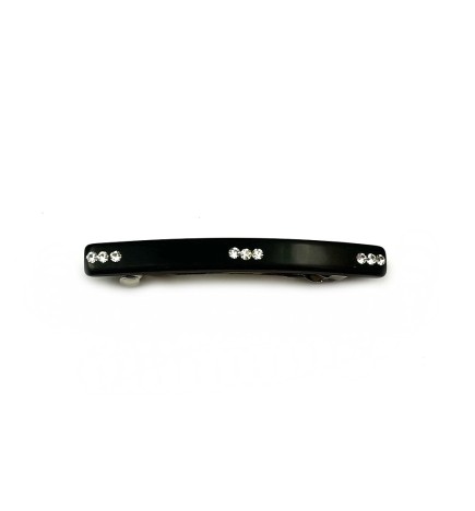 Barrette cheveux 6.5cm fait main, avec strass - marron ou noir