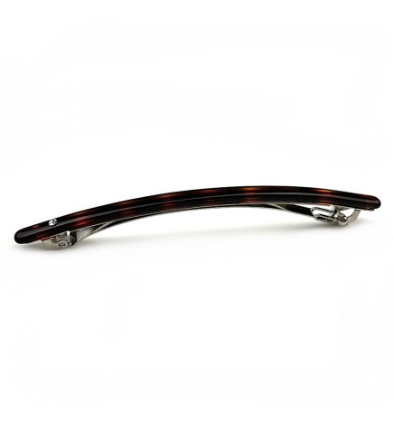 Barrette cheveux fine classique longue, fait main, 10.5cm avec strass - marron ou noir