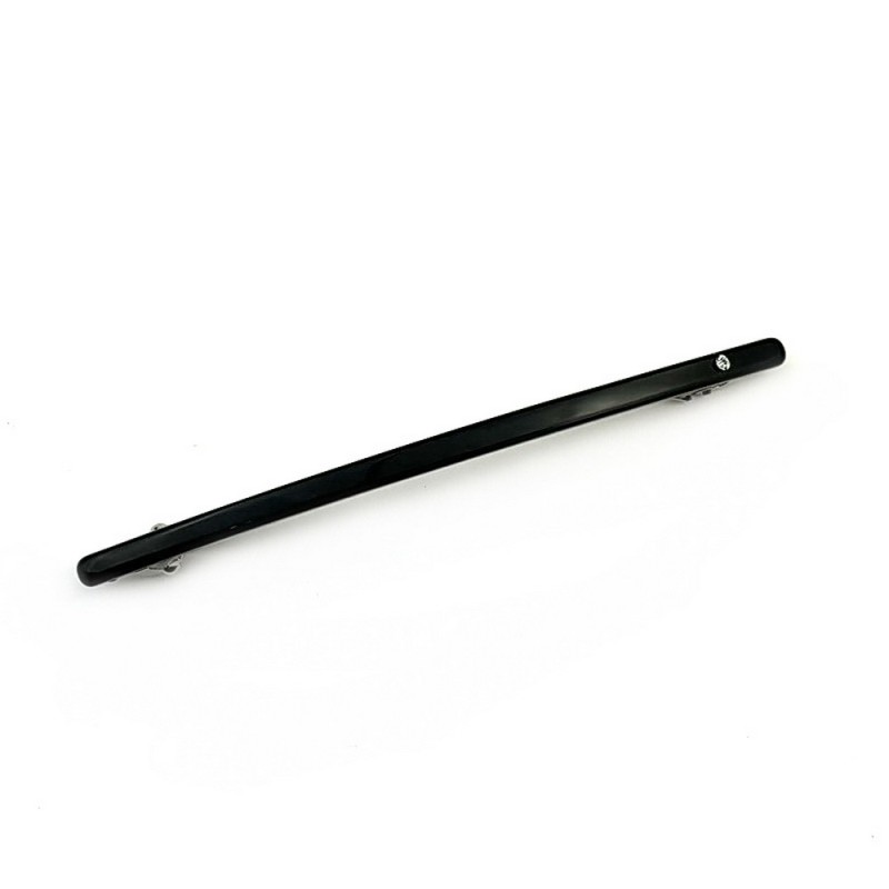 Barrette cheveux fine classique longue, fait main, 10.5cm avec strass - marron ou noir