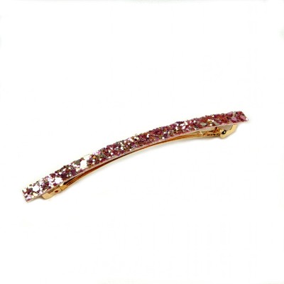 Barrette cheveux paillette longue 10cm - rose