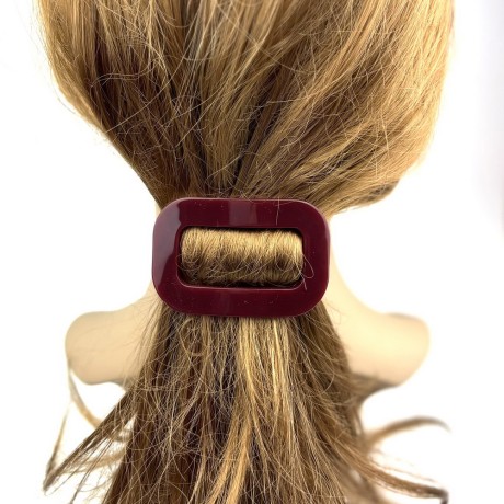 Barrette cheveux ajourée acétate fait main - bordeaux