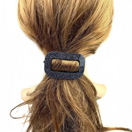 Barrette cheveux ajourée acétate paillette fait main - gris