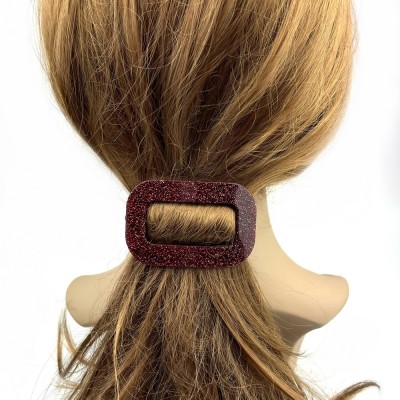 Barrette cheveux ajourée acétate paillette fait main - rouge