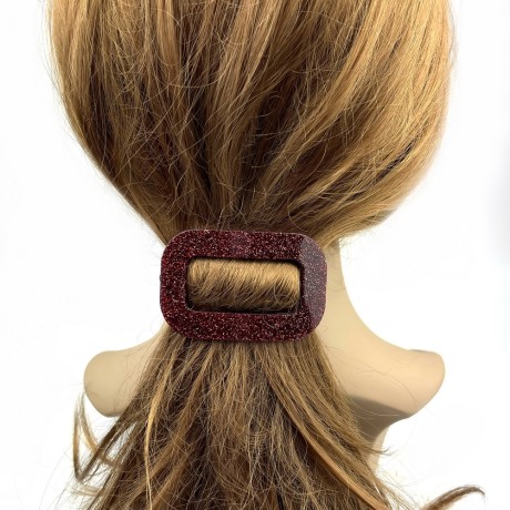 Barrette cheveux ajourée acétate paillette fait main - rouge