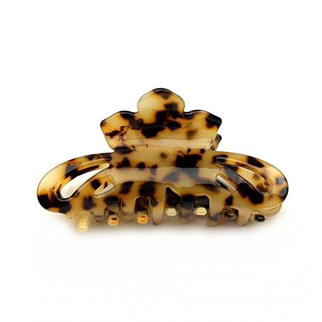 Pince cheveux fleur en acétate, décor tortue, 8cm
