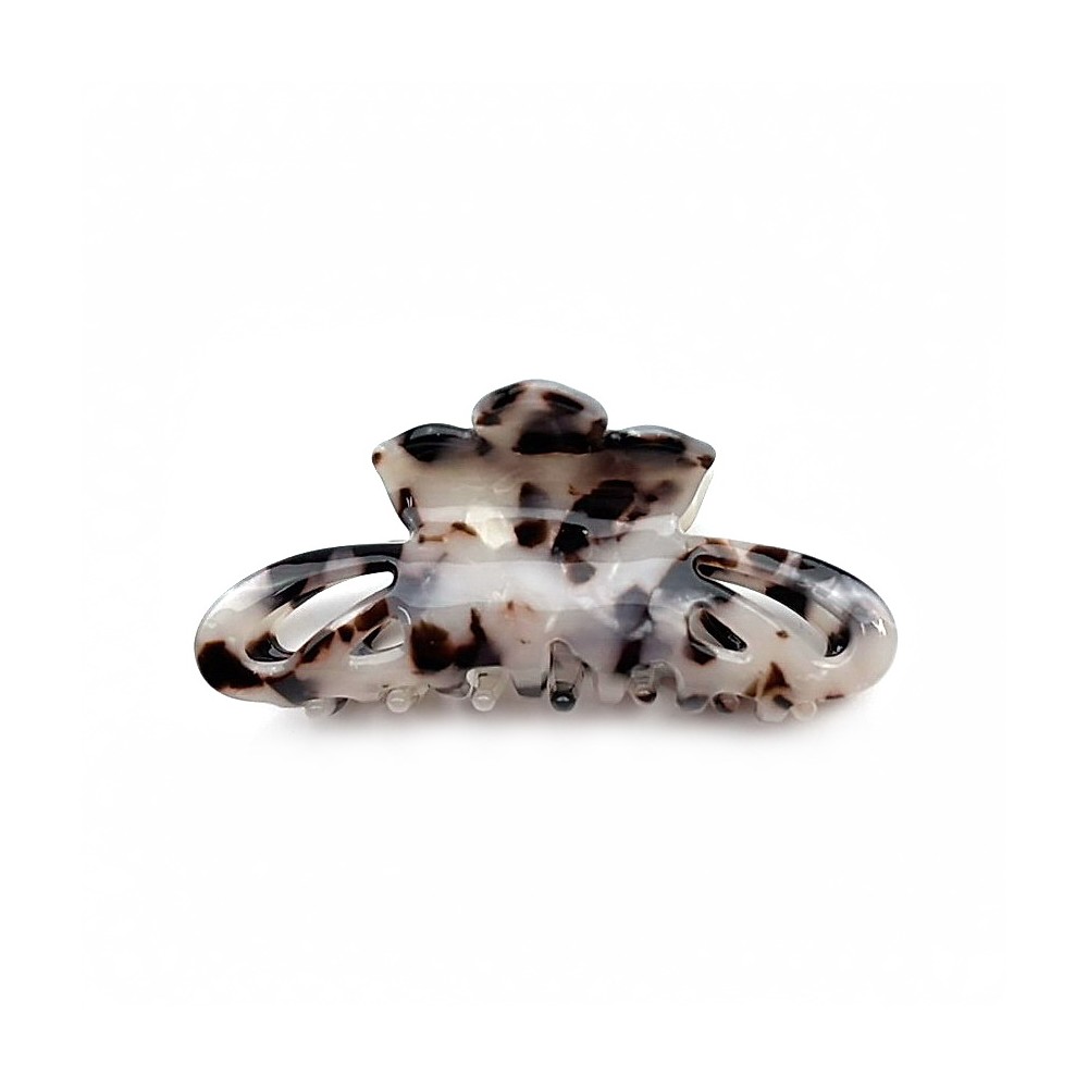 Pince cheveux fleur en acétate, décor tortue, 8cm Pince cheveux fleur en acétate, décor tortue, 8cm